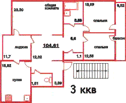 Планировка 3-х комнатной квартиры на пр. Героев Сталинграда, Севастополь.