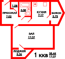 Планировка 1 комнатных квартир в домах по ул.Горького, Дзержинского, Стахановская в г.Ялта 