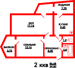 Планировка 2 комнатных квартир в домах по ул.Горького, Дзержинского, Стахановская в г.Ялта 