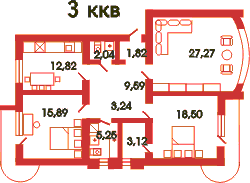 Планировка 3 комнатной квартиры в доме по ул.Балакирева в г.Харьков